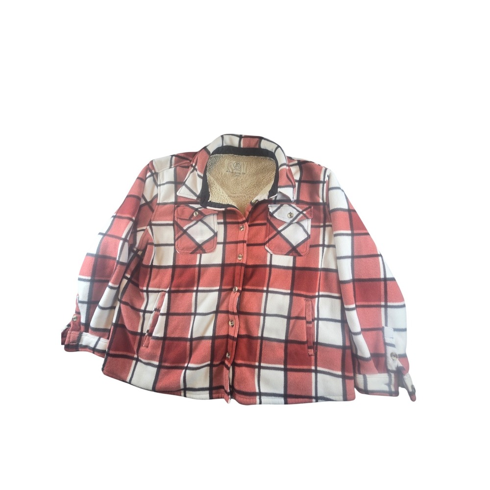 Sage Collective Red Plaid Sherpa‎ Lined Fleece Shacket Shirt Jacket XXL